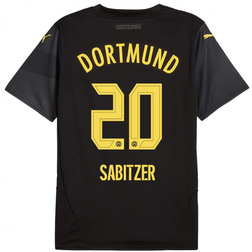 Danxen Enfant Maillot Marcel Sabitzer #20 Noir Jaune Tenues Extérieur 2024/25 T-Shirt