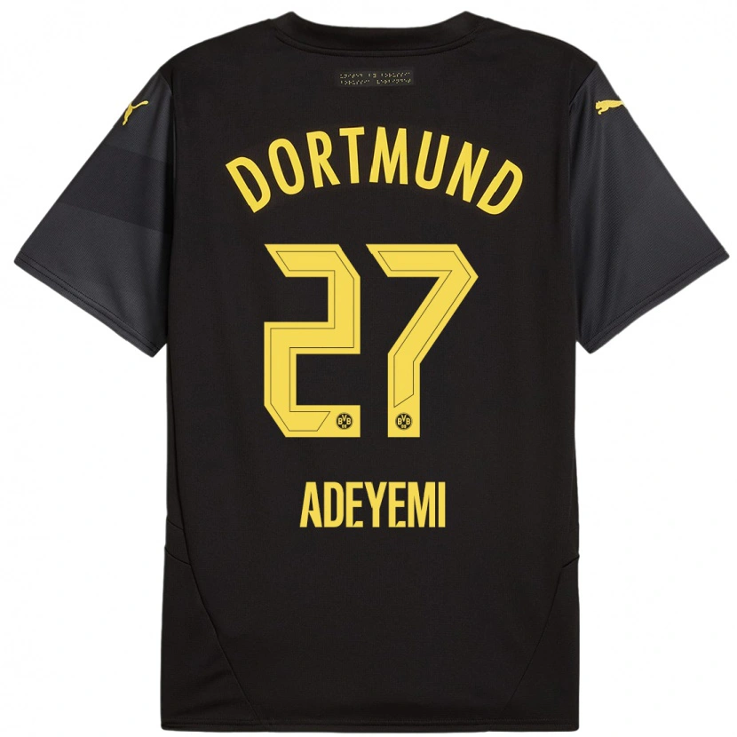 Danxen Enfant Maillot Karim Adeyemi #27 Noir Jaune Tenues Extérieur 2024/25 T-Shirt