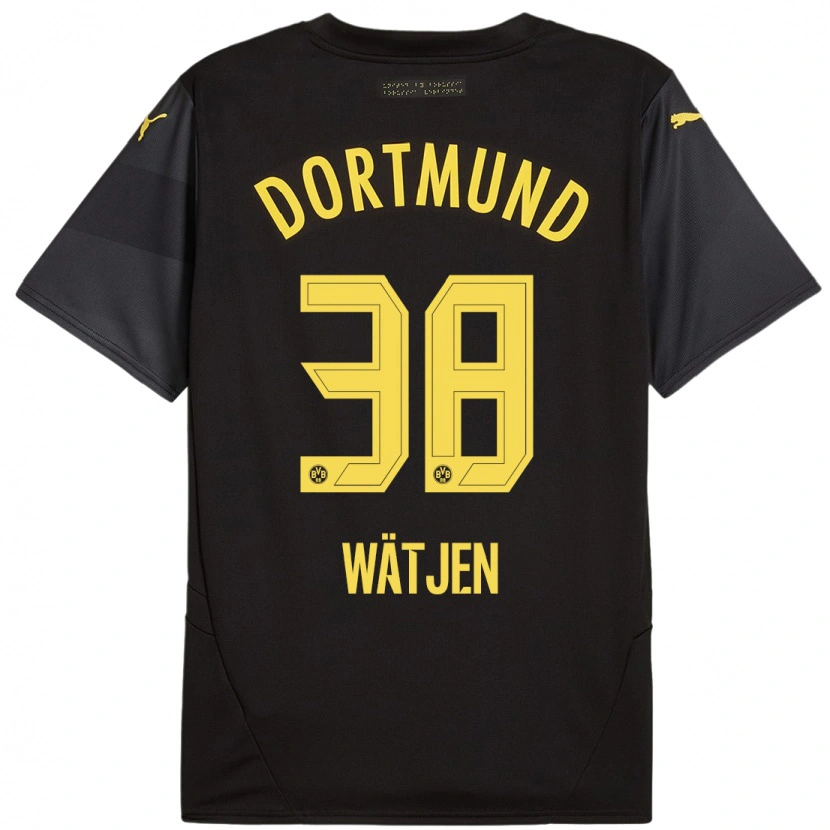 Danxen Enfant Maillot Kjell Wätjen #38 Noir Jaune Tenues Extérieur 2024/25 T-Shirt