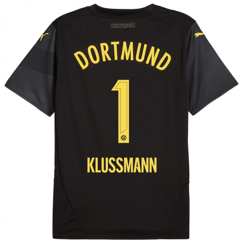 Danxen Enfant Maillot Leon Klußmann #1 Noir Jaune Tenues Extérieur 2024/25 T-Shirt