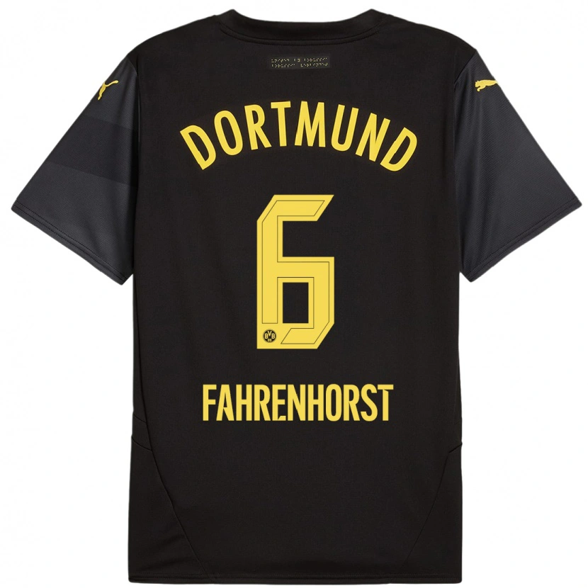 Danxen Enfant Maillot Luke Fahrenhorst #6 Noir Jaune Tenues Extérieur 2024/25 T-Shirt