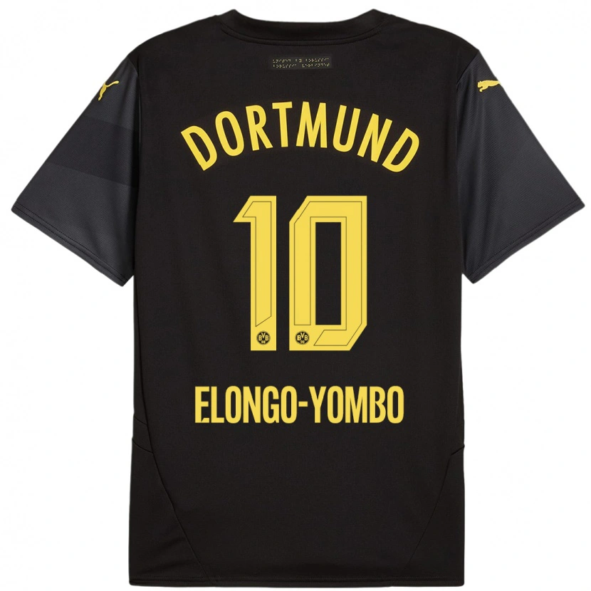 Danxen Enfant Maillot Rodney Elongo-Yombo #10 Noir Jaune Tenues Extérieur 2024/25 T-Shirt