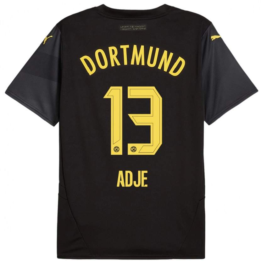 Danxen Enfant Maillot Miguel Adje #13 Noir Jaune Tenues Extérieur 2024/25 T-Shirt