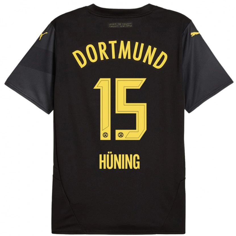 Danxen Enfant Maillot Ben Hüning #15 Noir Jaune Tenues Extérieur 2024/25 T-Shirt