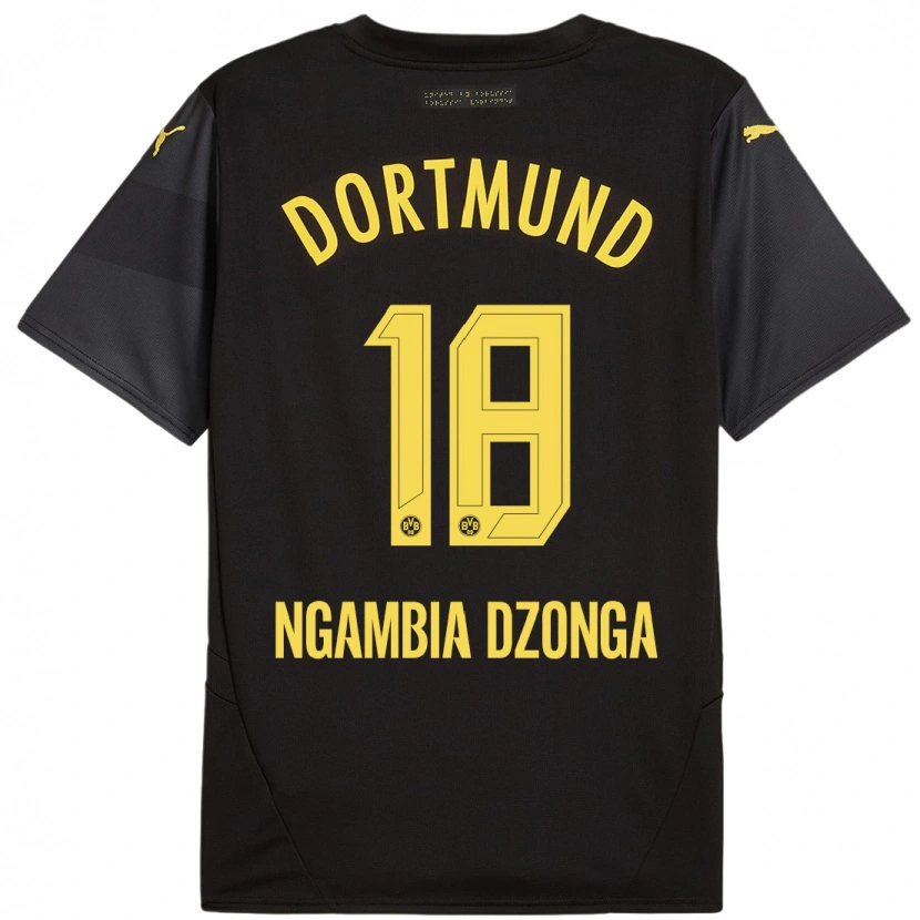 Danxen Enfant Maillot Diego Ngambia #18 Noir Jaune Tenues Extérieur 2024/25 T-Shirt