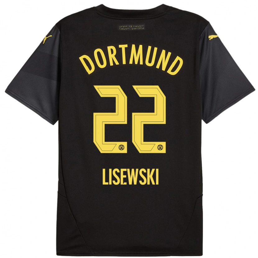 Danxen Enfant Maillot Robin Lisewski #22 Noir Jaune Tenues Extérieur 2024/25 T-Shirt