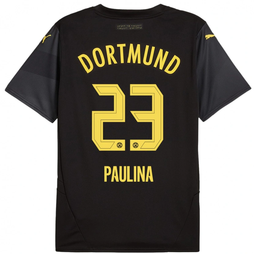 Danxen Enfant Maillot Jordi Paulina #23 Noir Jaune Tenues Extérieur 2024/25 T-Shirt