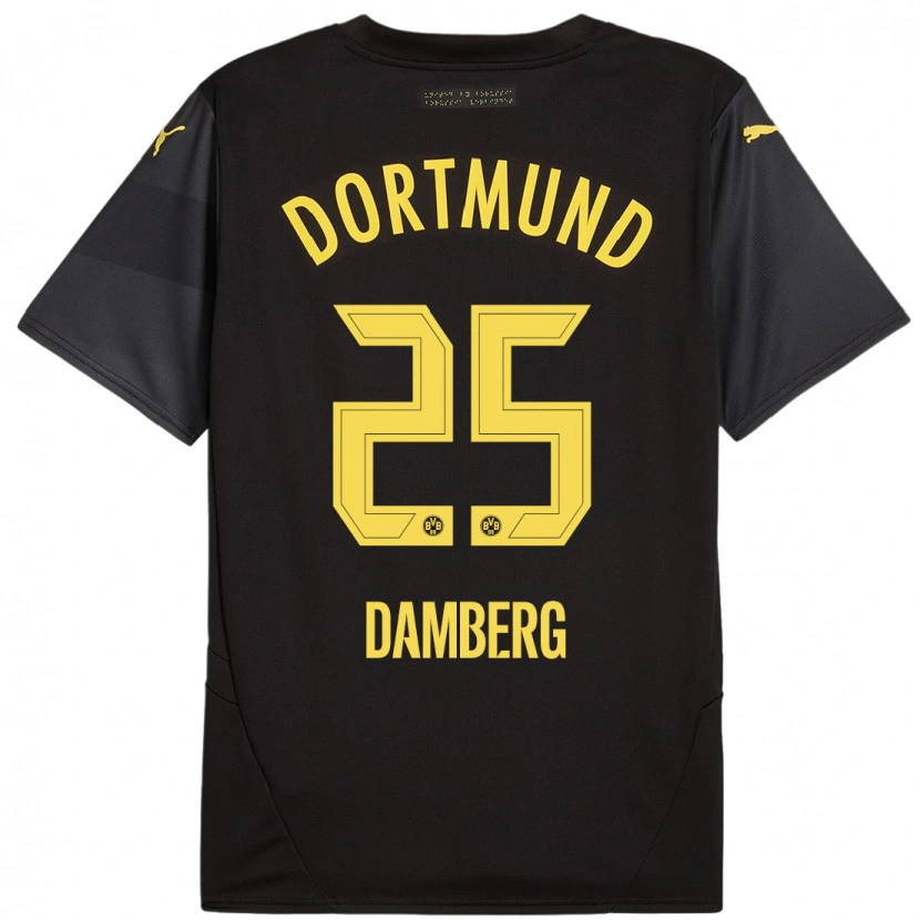 Danxen Enfant Maillot Niclas Damberg #25 Noir Jaune Tenues Extérieur 2024/25 T-Shirt