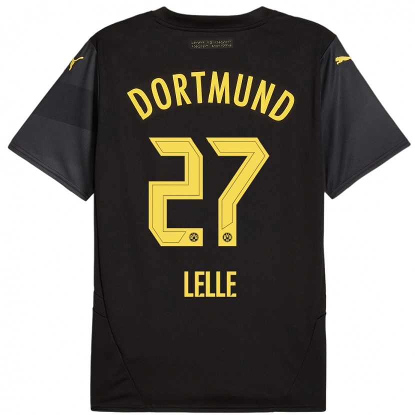 Danxen Enfant Maillot David Lelle #27 Noir Jaune Tenues Extérieur 2024/25 T-Shirt