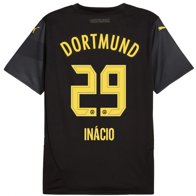 Danxen Enfant Maillot Samuele Inácio #29 Noir Jaune Tenues Extérieur 2024/25 T-Shirt