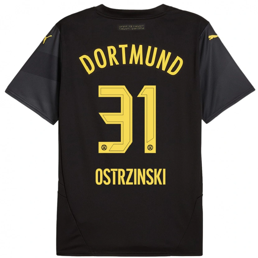 Danxen Enfant Maillot Silas Ostrzinski #31 Noir Jaune Tenues Extérieur 2024/25 T-Shirt