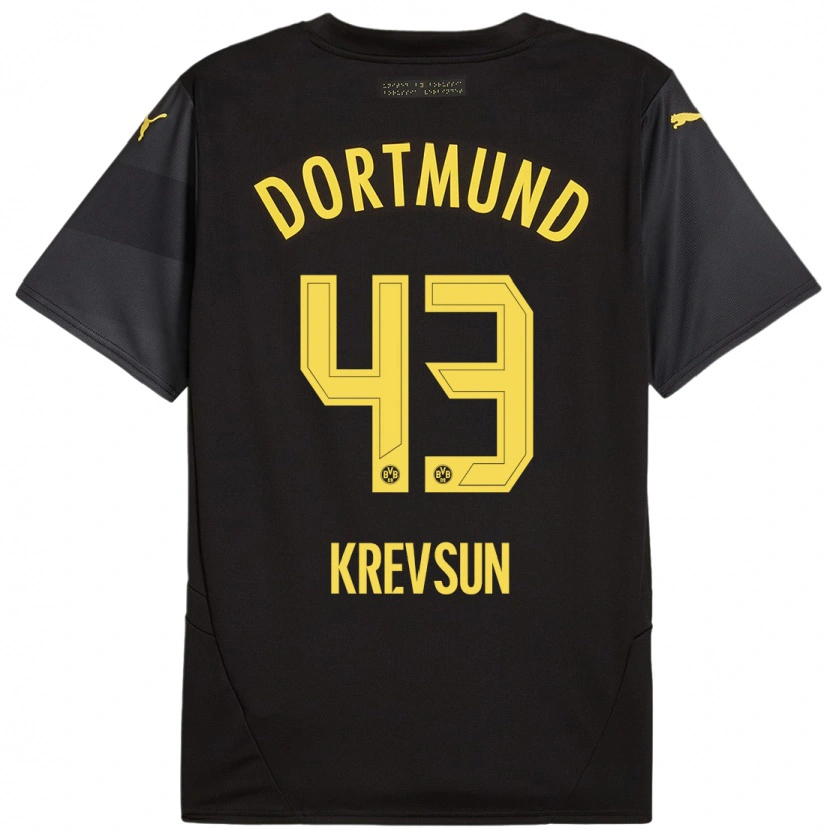 Danxen Enfant Maillot Danylo Krevsun #43 Noir Jaune Tenues Extérieur 2024/25 T-Shirt