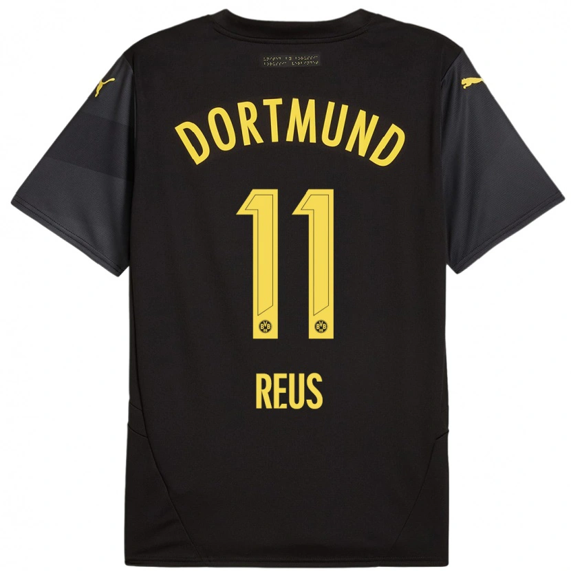 Danxen Enfant Maillot Marco Reus #11 Noir Jaune Tenues Extérieur 2024/25 T-Shirt