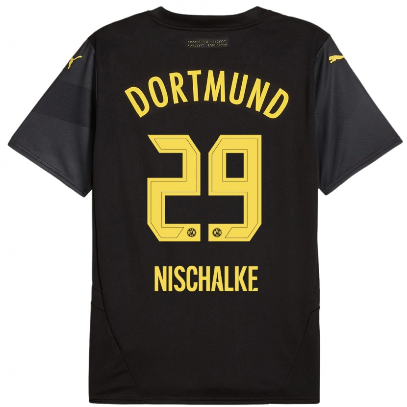 Danxen Enfant Maillot Jermain Nischalke #29 Noir Jaune Tenues Extérieur 2024/25 T-Shirt