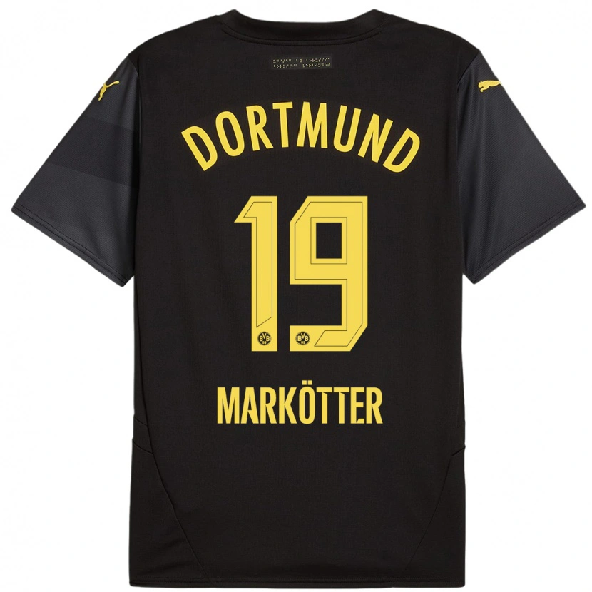 Danxen Enfant Maillot Jonah Markötter #19 Noir Jaune Tenues Extérieur 2024/25 T-Shirt