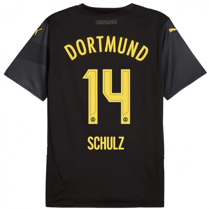 Danxen Enfant Maillot Nico Schulz #14 Noir Jaune Tenues Extérieur 2024/25 T-Shirt