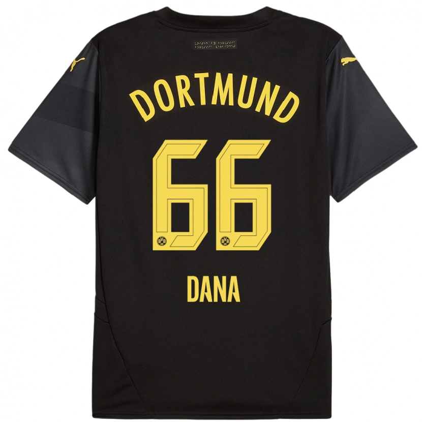 Danxen Enfant Maillot Bleckmann Dana #66 Noir Jaune Tenues Extérieur 2024/25 T-Shirt