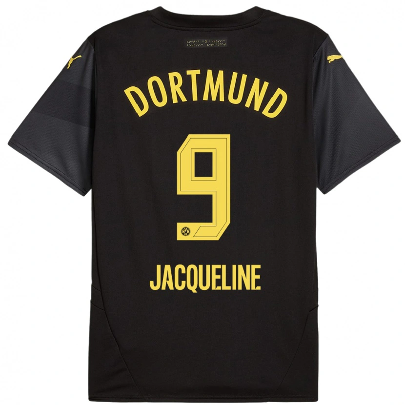 Danxen Enfant Maillot Moreno Jacqueline #9 Noir Jaune Tenues Extérieur 2024/25 T-Shirt