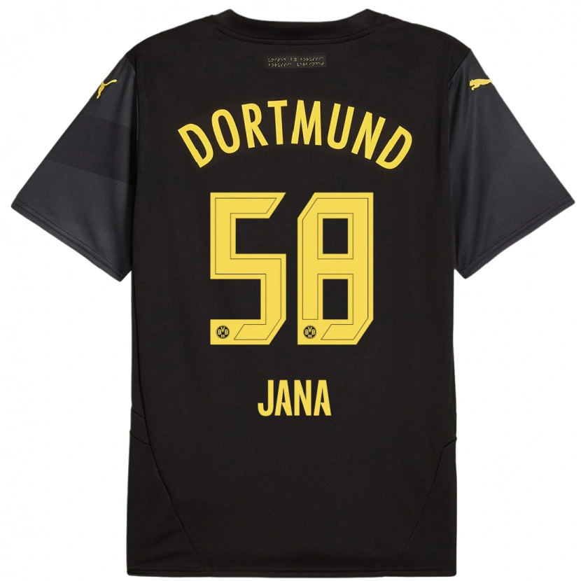 Danxen Enfant Maillot Nordberg Jana #58 Noir Jaune Tenues Extérieur 2024/25 T-Shirt