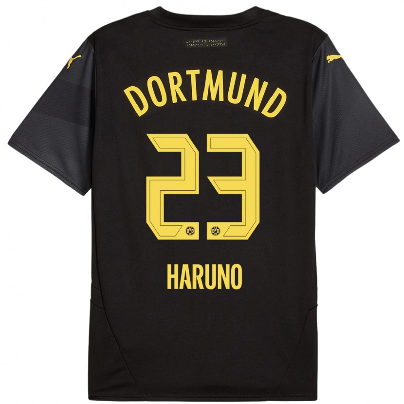 Danxen Enfant Maillot Sasaki Haruno #23 Noir Jaune Tenues Extérieur 2024/25 T-Shirt