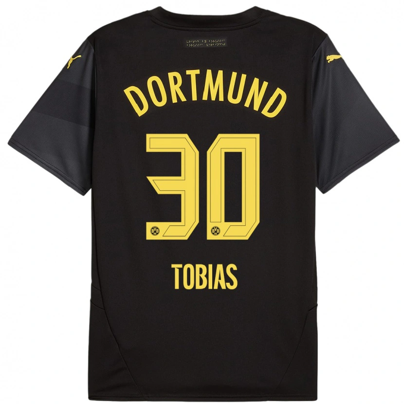 Danxen Enfant Maillot Vogt Tobias #30 Noir Jaune Tenues Extérieur 2024/25 T-Shirt