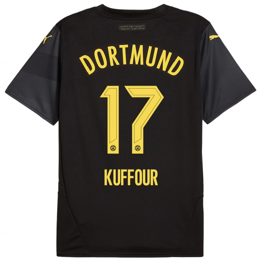 Danxen Enfant Maillot Lloyd-Addo Kuffour #17 Noir Jaune Tenues Extérieur 2024/25 T-Shirt