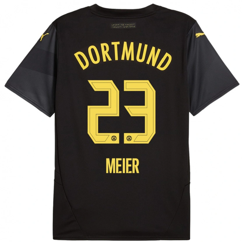 Danxen Enfant Maillot Maximilian Meier #23 Noir Jaune Tenues Extérieur 2024/25 T-Shirt