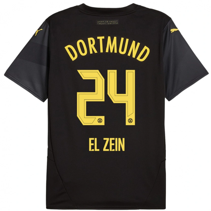 Danxen Enfant Maillot Abu-Bekir Omer El-Zein #24 Noir Jaune Tenues Extérieur 2024/25 T-Shirt