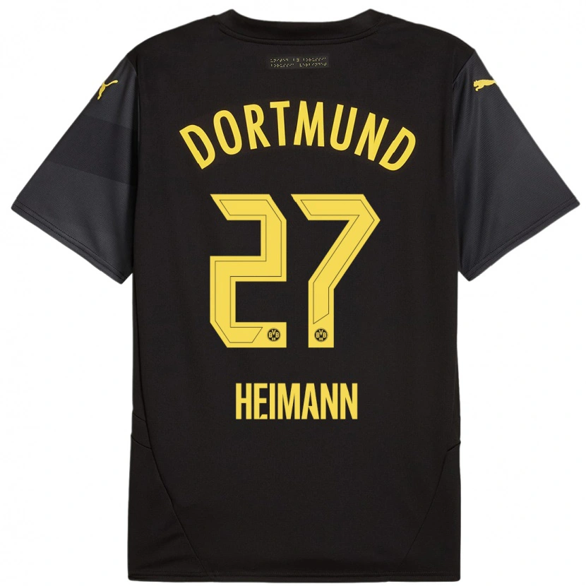 Danxen Enfant Maillot Wesley Heimann #27 Noir Jaune Tenues Extérieur 2024/25 T-Shirt