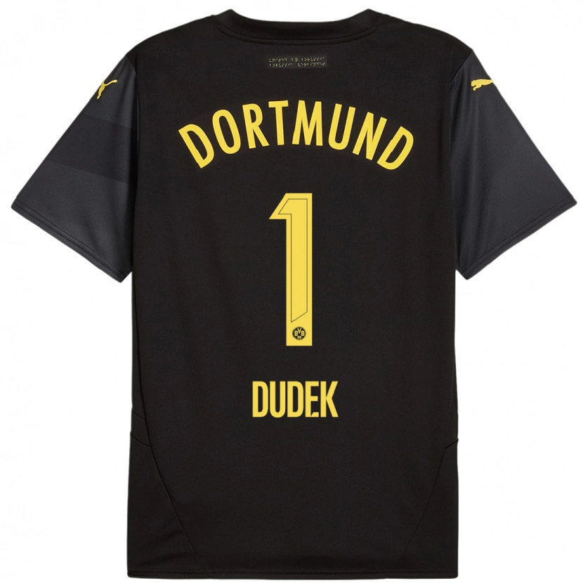 Danxen Enfant Maillot Daniel Dudek #1 Noir Jaune Tenues Extérieur 2024/25 T-Shirt