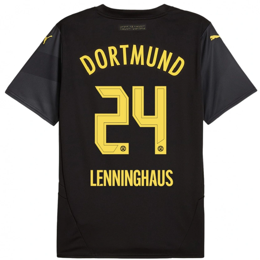 Danxen Enfant Maillot Mika Lenninghaus #24 Noir Jaune Tenues Extérieur 2024/25 T-Shirt