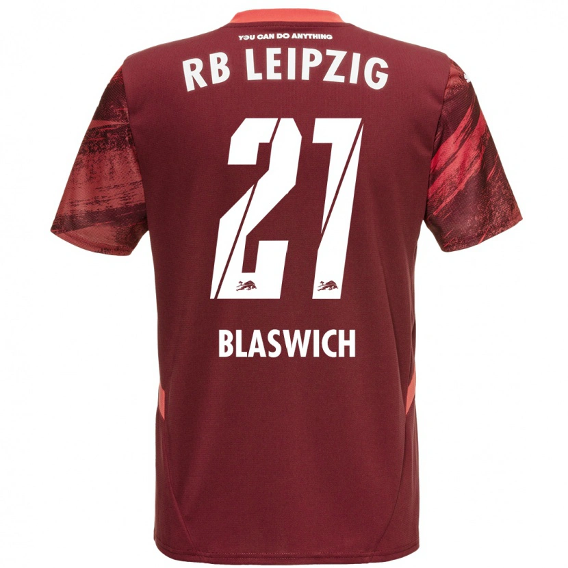 Danxen Enfant Maillot Janis Blaswich #21 Bordeaux Tenues Extérieur 2024/25 T-Shirt