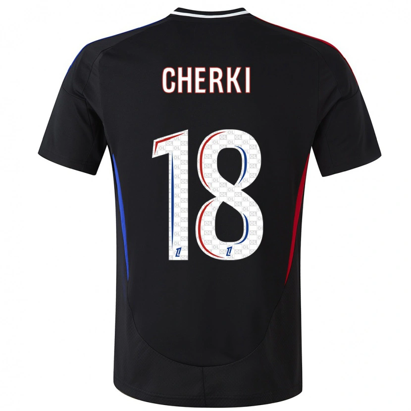 Danxen Enfant Maillot Rayan Cherki #18 Noir Tenues Extérieur 2024/25 T-Shirt