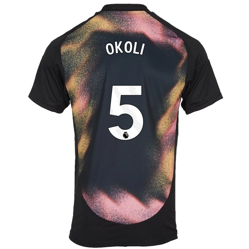 Danxen Enfant Maillot Caleb Okoli #5 Noir Blanc Tenues Extérieur 2024/25 T-Shirt