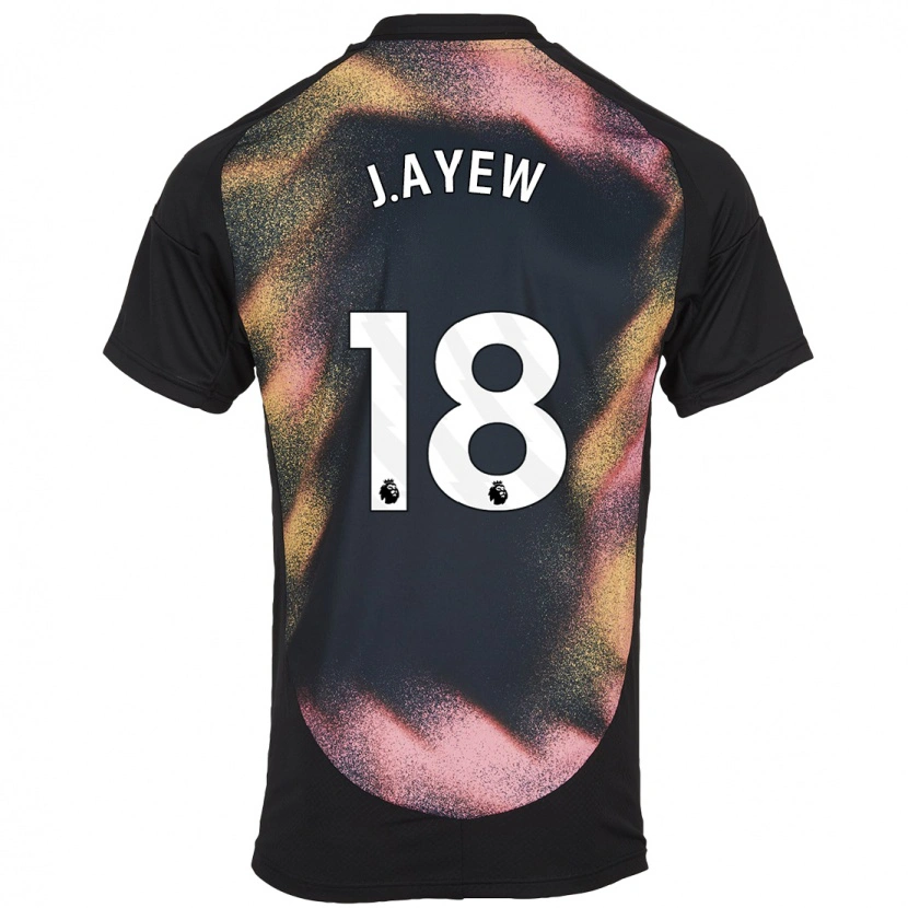 Danxen Enfant Maillot Jordan Ayew #18 Noir Blanc Tenues Extérieur 2024/25 T-Shirt