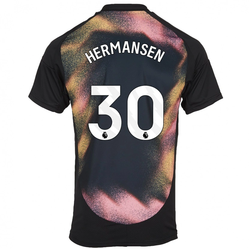 Danxen Enfant Maillot Mads Hermansen #30 Noir Blanc Tenues Extérieur 2024/25 T-Shirt