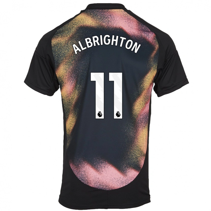 Danxen Enfant Maillot Marc Albrighton #11 Noir Blanc Tenues Extérieur 2024/25 T-Shirt