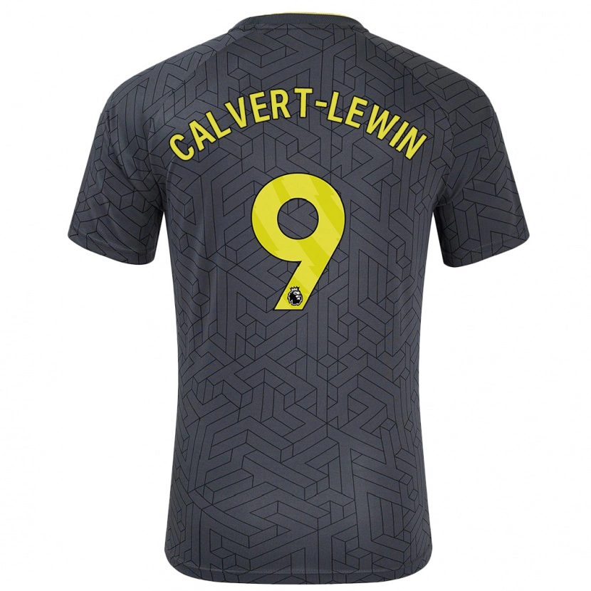 Danxen Enfant Maillot Dominic Calvert-Lewin #9 Noir Jaune Tenues Extérieur 2024/25 T-Shirt