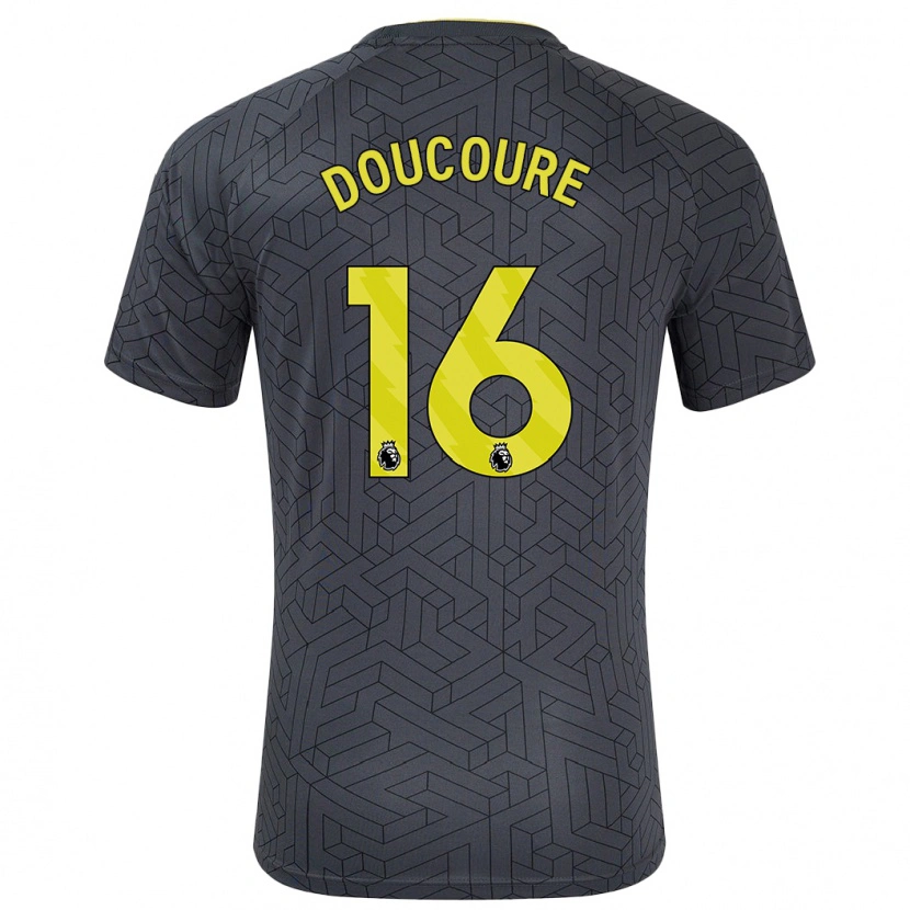 Danxen Enfant Maillot Abdoulaye Doucouré #16 Noir Jaune Tenues Extérieur 2024/25 T-Shirt