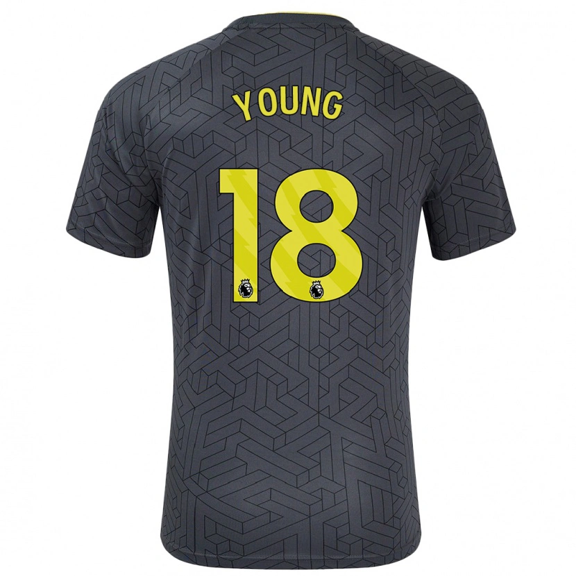 Danxen Enfant Maillot Ashley Young #18 Noir Jaune Tenues Extérieur 2024/25 T-Shirt