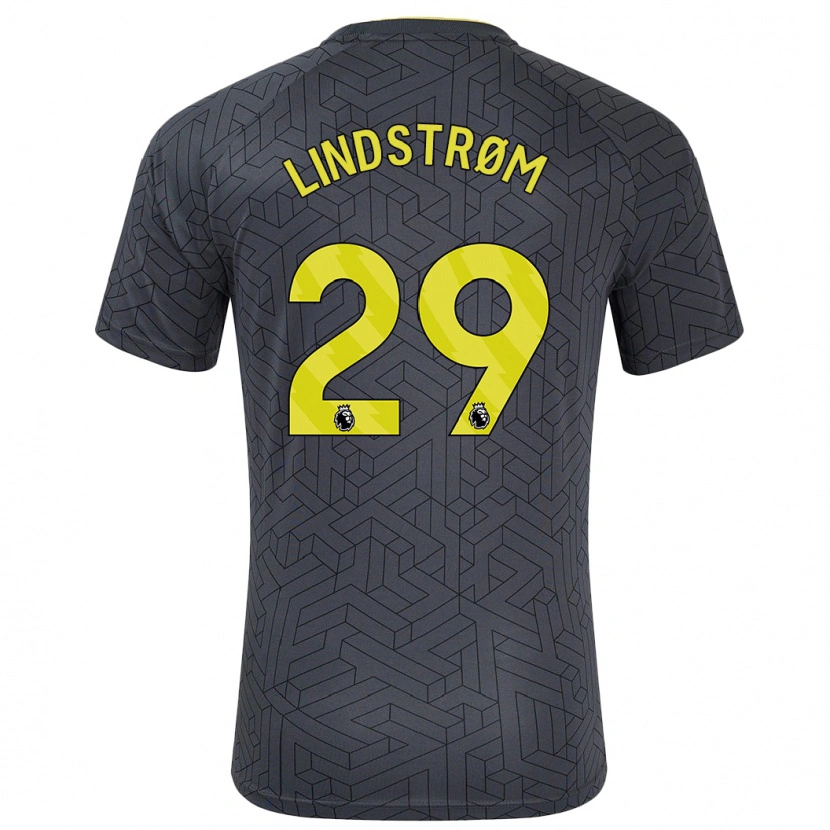 Danxen Enfant Maillot Jesper Lindstrøm #29 Noir Jaune Tenues Extérieur 2024/25 T-Shirt