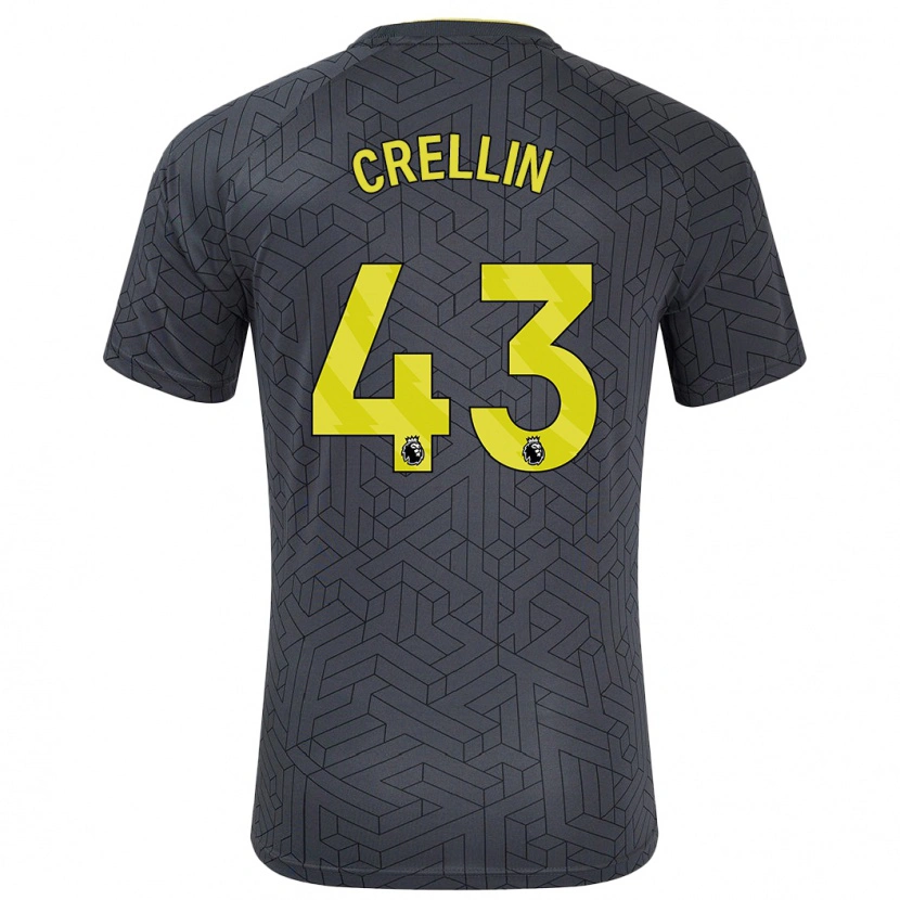 Danxen Enfant Maillot Billy Crellin #43 Noir Jaune Tenues Extérieur 2024/25 T-Shirt