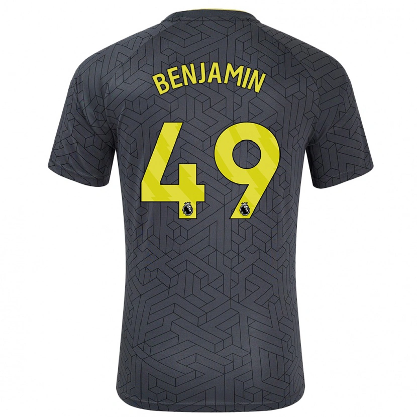 Danxen Enfant Maillot Omari Benjamin #49 Noir Jaune Tenues Extérieur 2024/25 T-Shirt