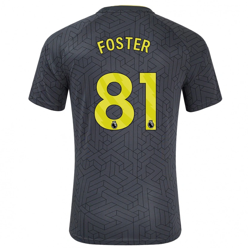 Danxen Enfant Maillot Harvey Foster #81 Noir Jaune Tenues Extérieur 2024/25 T-Shirt