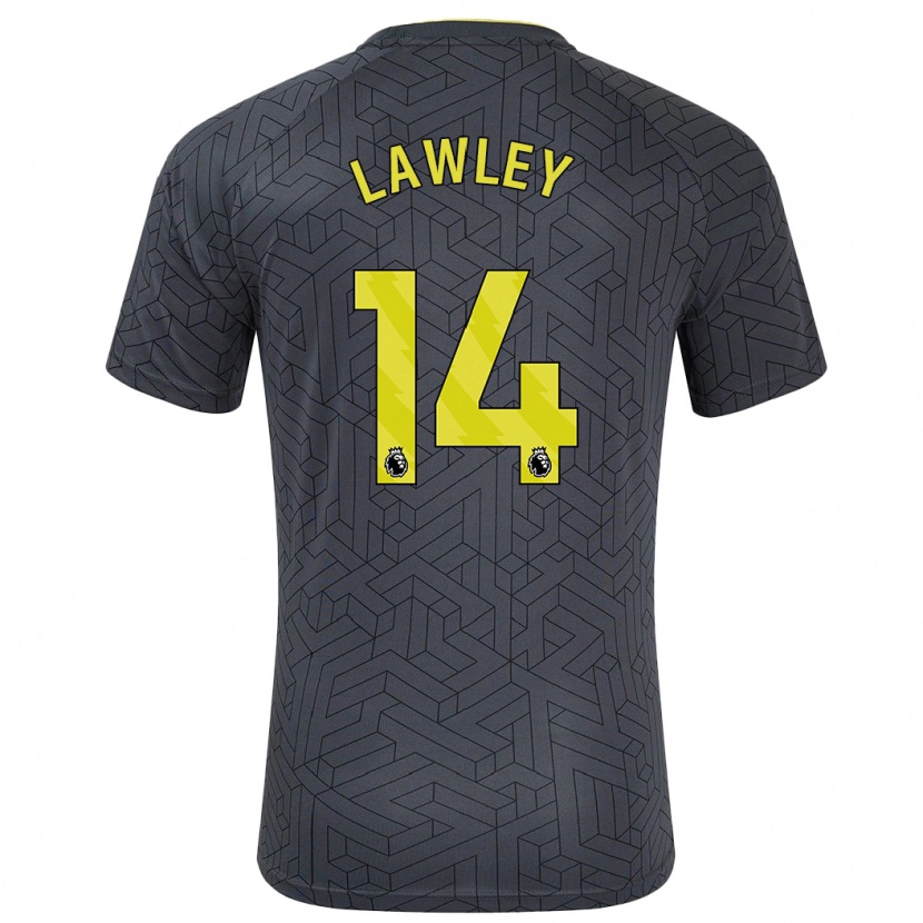 Danxen Enfant Maillot Melissa Lawley #14 Noir Jaune Tenues Extérieur 2024/25 T-Shirt