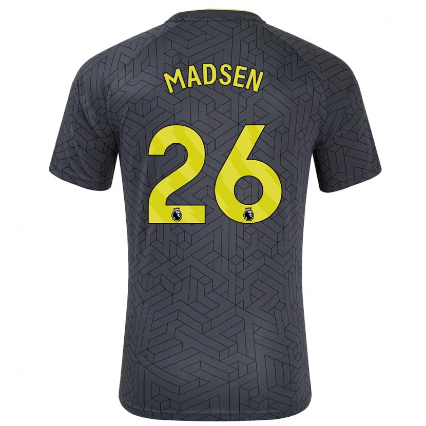 Danxen Enfant Maillot Rikke Madsen #26 Noir Jaune Tenues Extérieur 2024/25 T-Shirt