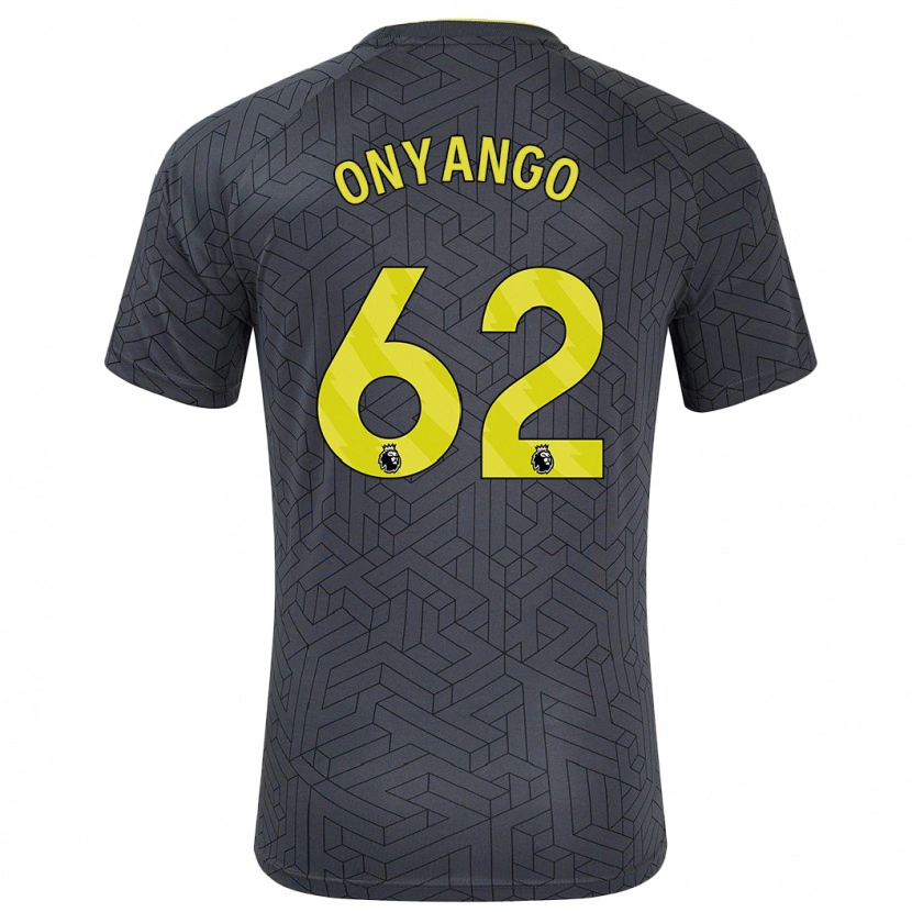 Danxen Enfant Maillot Tyler Onyango #62 Noir Jaune Tenues Extérieur 2024/25 T-Shirt