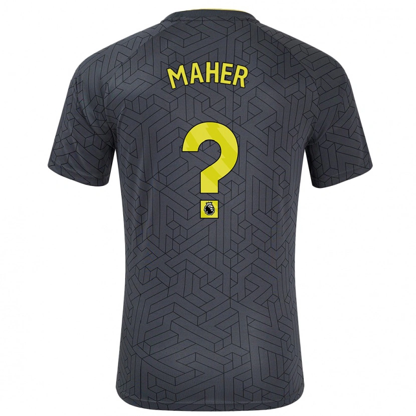 Danxen Enfant Maillot Daniel Maher #0 Noir Jaune Tenues Extérieur 2024/25 T-Shirt