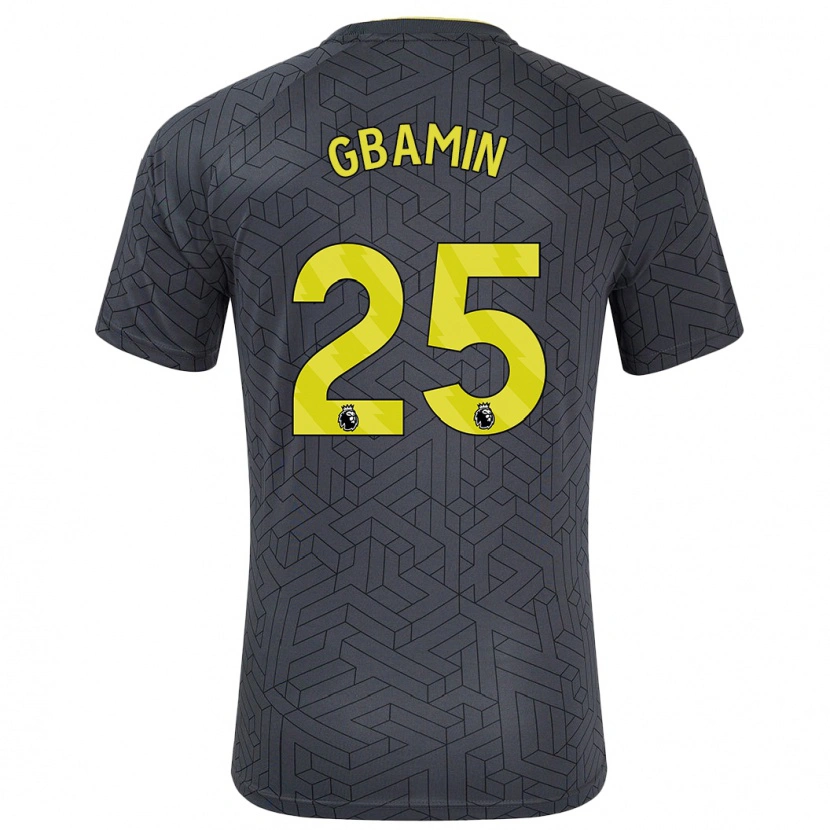 Danxen Enfant Maillot Jean-Philippe Gbamin #25 Noir Jaune Tenues Extérieur 2024/25 T-Shirt