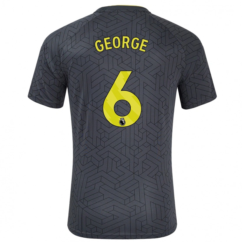 Danxen Enfant Maillot Gabrielle George #6 Noir Jaune Tenues Extérieur 2024/25 T-Shirt